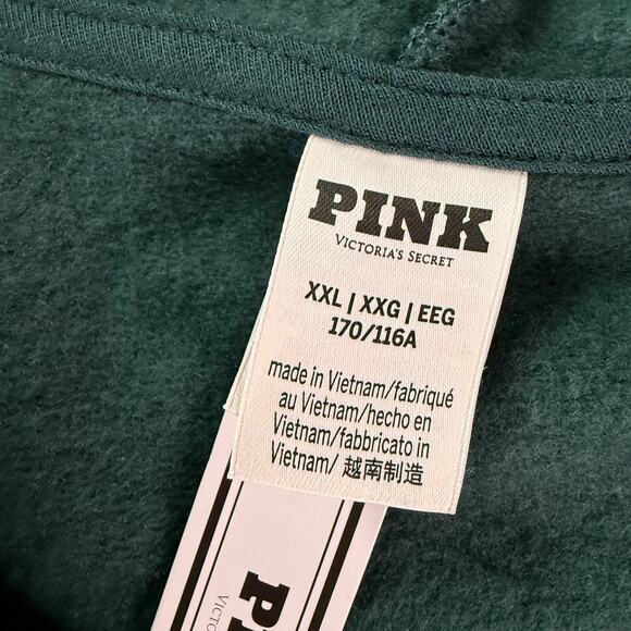 Victoria's Secret PINK Long Sleeve Full Zip Green Hoodie Sweatshirt Size XXL - Picture 6 of 9